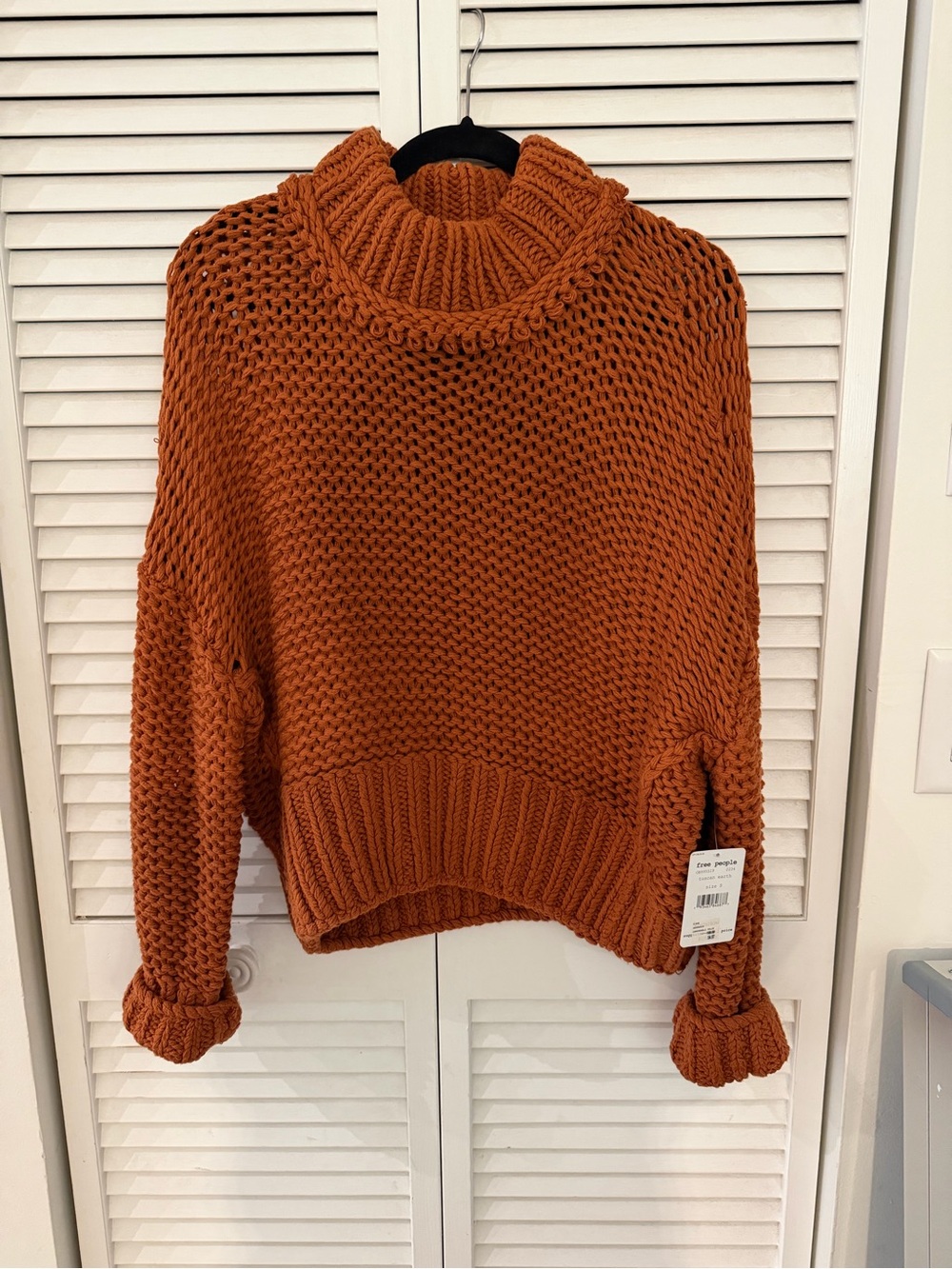 FREE PEOPLE-Chunky Knit Turtleneck Sweater - Rust Orange